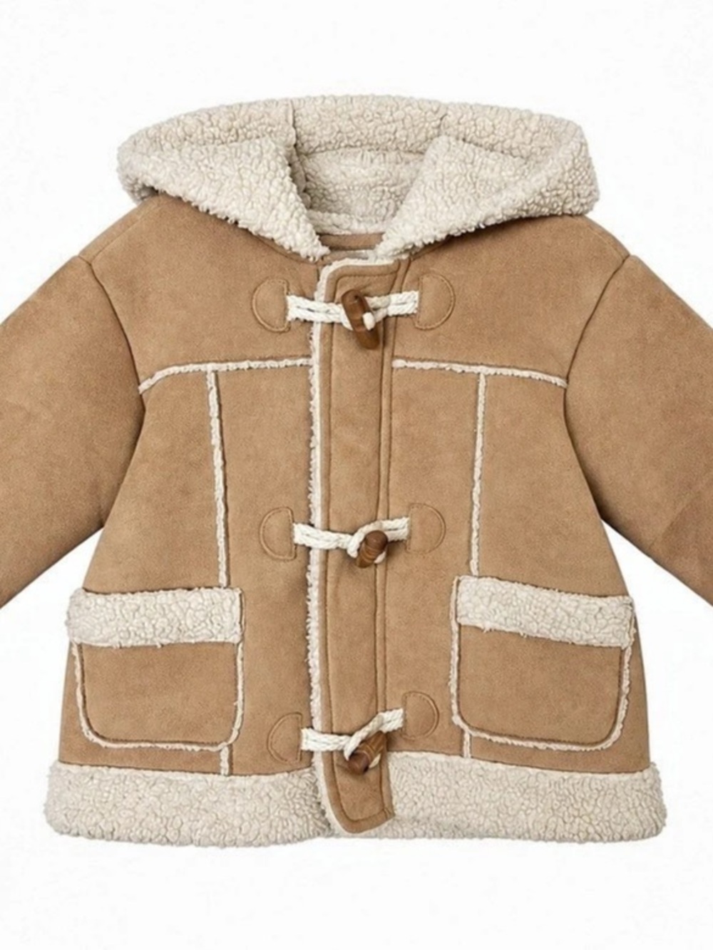 Ladybird Baby Faux Suede Sherpa Duffle Coat 6-9M Tan Hooded
